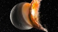 Artist's view of Vesta being hit by a meteorite.