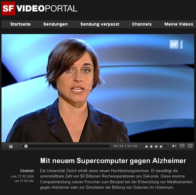 Swiss TV (SF1 Einstein) reporting on HPC system at the University of Zurich