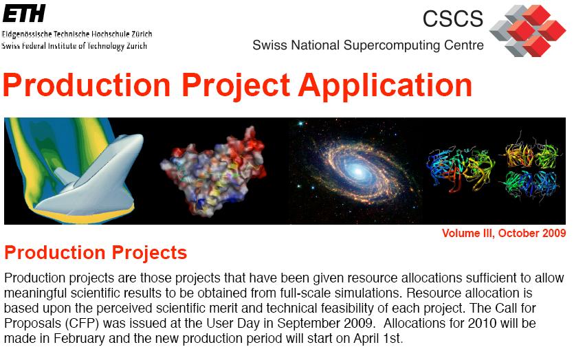 Call for Production Projects at CSCS