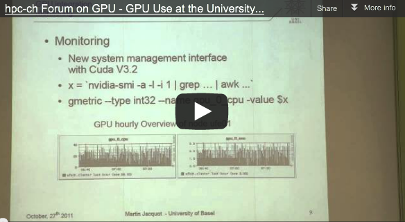 hpc-ch Forum on GPU – Video on GPU Use at the University of Basel