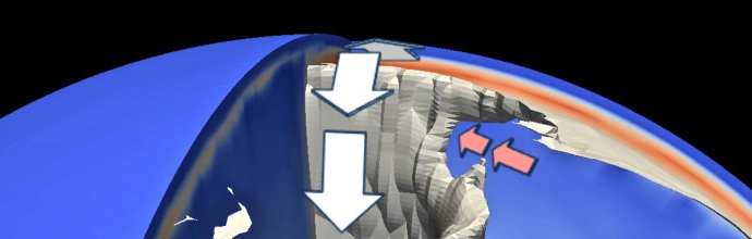 First Realistic Simulation of How an Oceanic Plate Sinks of its Own Accord Under an Adjacent One