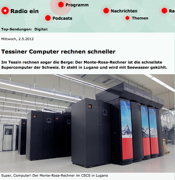 Swiss Radio DRS3 reporting about CSCS and Supercomputing