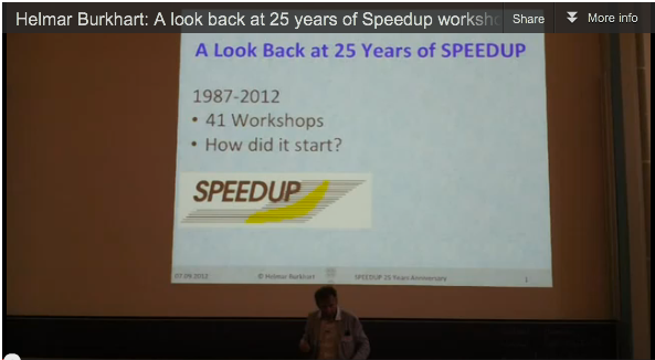 Video from 41st SPEEDUP Workshop: Helmar Burkhart on “A look back at 25 years of Speedup workshops”