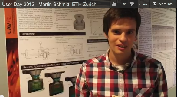 Martin Schmitt presents his poster on “Direct numerical simulation of flow in engine-like geometries”