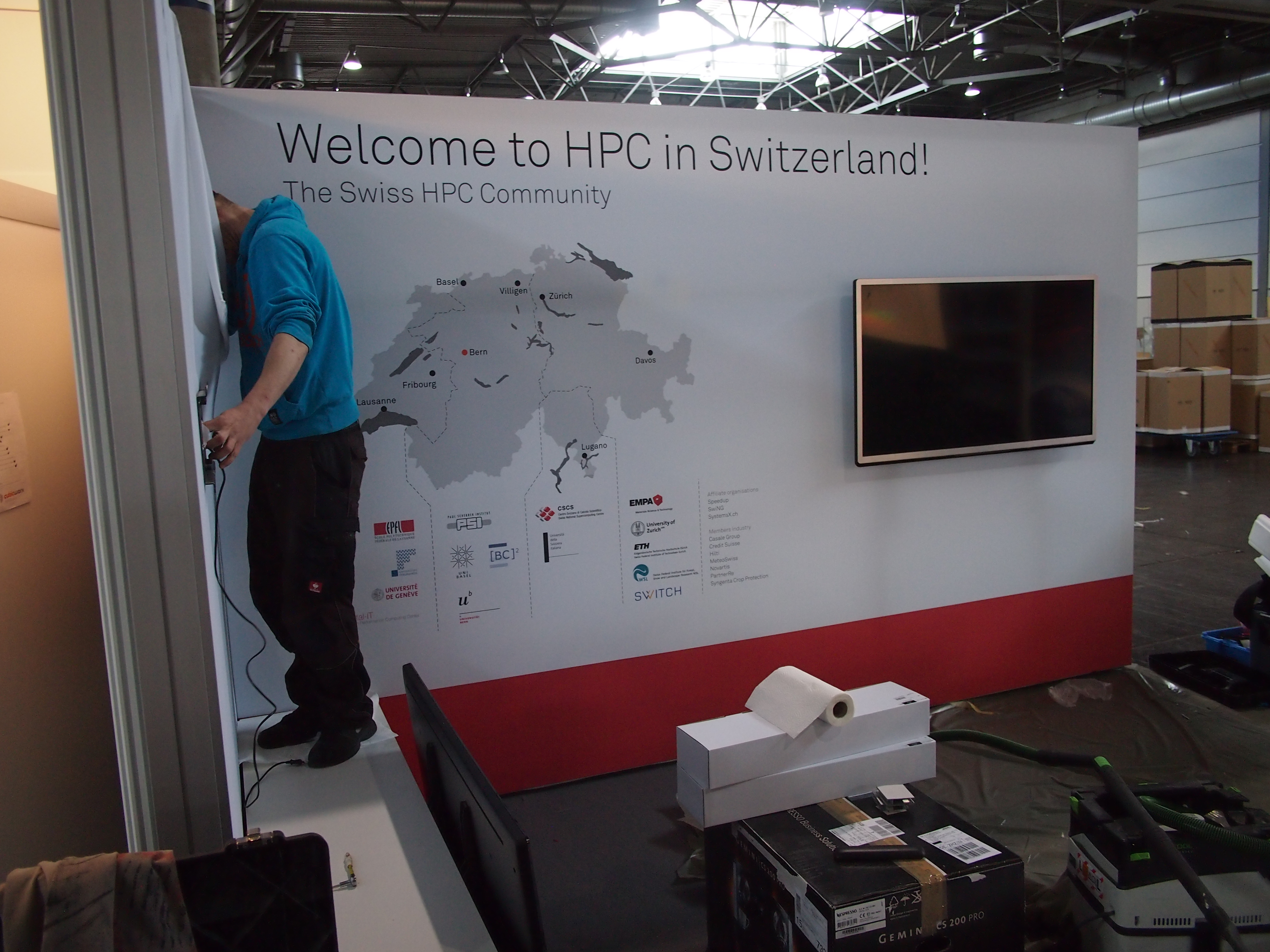 Getting ready for hpc-ch booth at ISC14 with the latest news from Switzerland