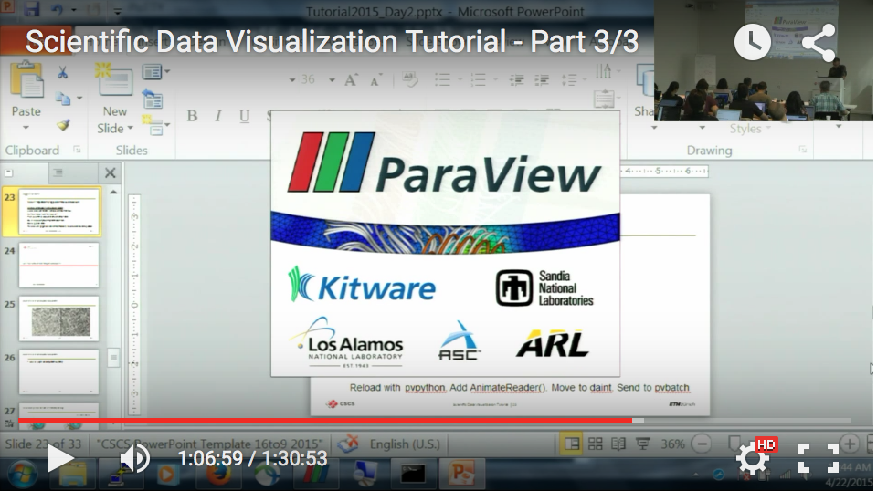 Video of  Scientific Data Visualization Tutorial at CSCS